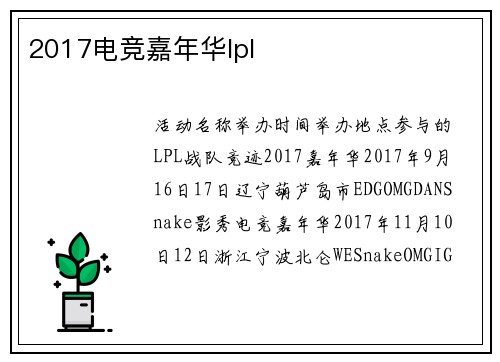 2017电竞嘉年华lpl